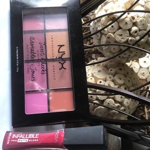 NYX Sweet Cheeks Palette and L’oreal Matte Lips